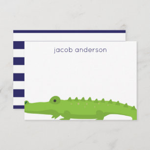 Rugby Stripes Alligator Personalised Note Cards