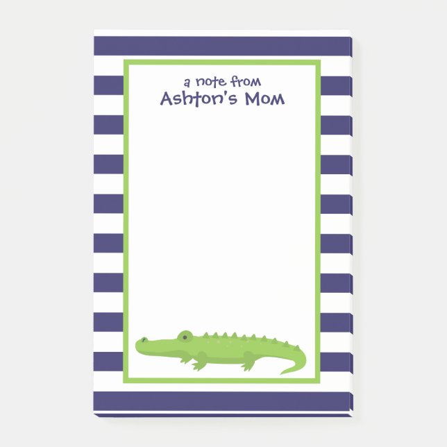 Rugby Stripes Alligator Post-it Notepad (Front)