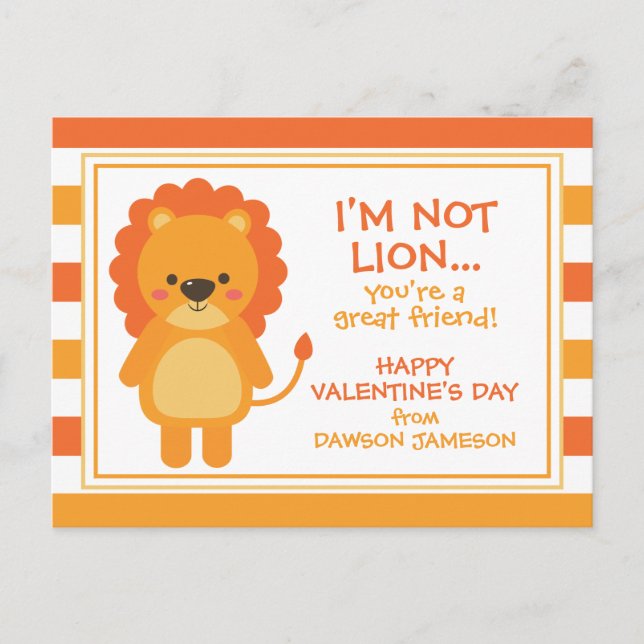 Rugby Stripes Lion Personalised Valentine's Cards (Front)