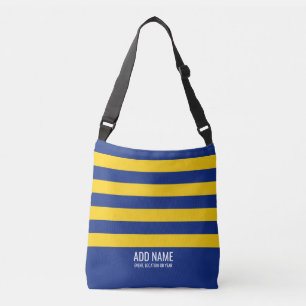 Rugby Stripes Simple Monogram - Navy and Yellow Crossbody Bag