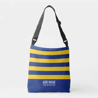 Rugby Stripes Simple Monogram - Navy and Yellow Crossbody Bag