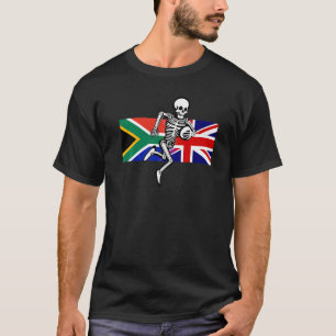 Rugby supporter SA & UK flags & bones T-Shirt
