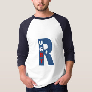 RUGBY USA white navy raglan t-shirt
