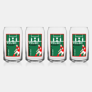 Rugby Wales Fan Art Can Glass