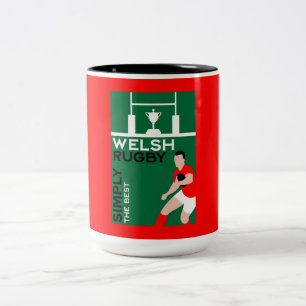 Rugby Wales Fan Art Two-Tone Coffee Mug