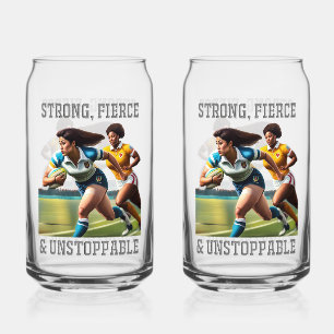 Rugby Women Players Printed 16oz Can Glasses