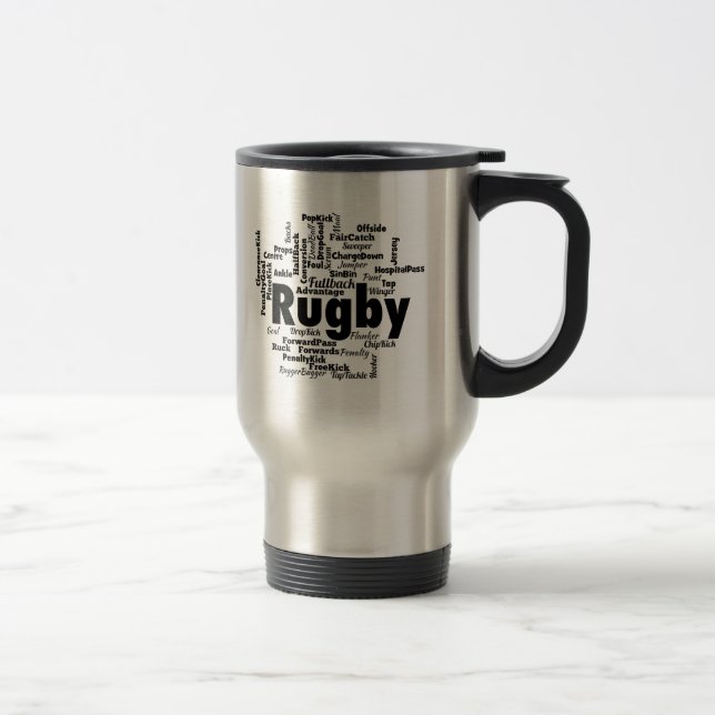 Rugby Word Cloud Travel Mug (Right)