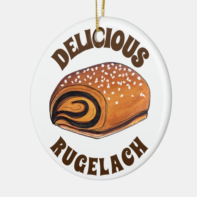 Rugelach Jewish Polish Crescent Roll Pastry Bakery Ceramic Tree Decoration (Left)