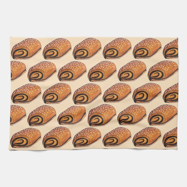 Rugelach Jewish Polish Crescent Roll Pastry Food Tea Towel (Horizontal)