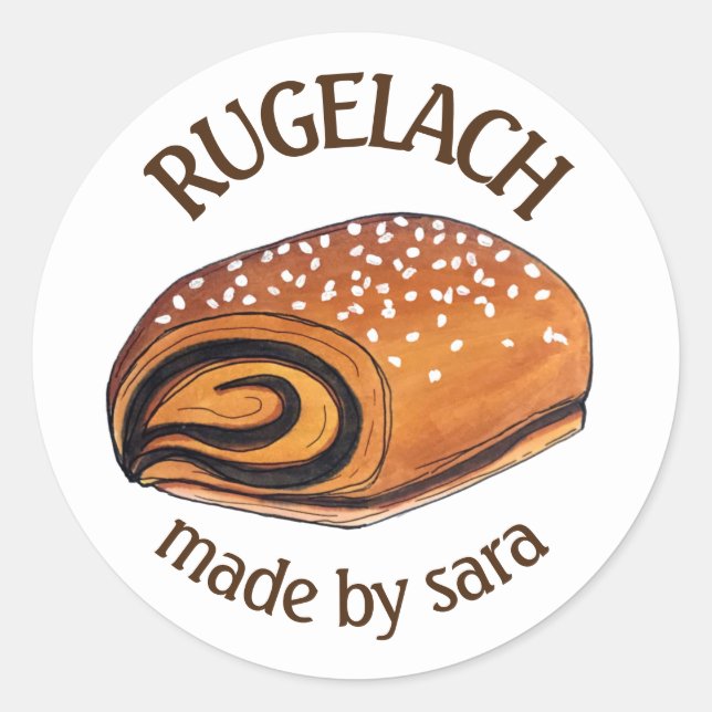 Rugelach Pastry Bakery Homemade Baked By Classic Round Sticker (Front)