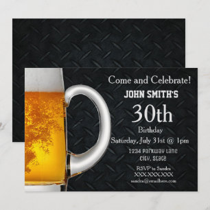Rugged Adult Beer Men's Birthday Invitations