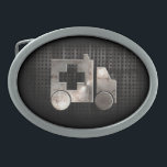 Rugged Ambulance Oval Belt Buckle<br><div class="desc">Cool grunge industrial metal look ambulance medic ems hospital medical emergency doctor design. Great for gifts! Available on tee shirts, smart phone cases, mousepads, keychains, posters, cards, electronic covers, computer laptop / notebook sleeves, caps, mugs, and more! Visit our site for a custom gift case for Samsung Galaxy S3, iphone...</div>