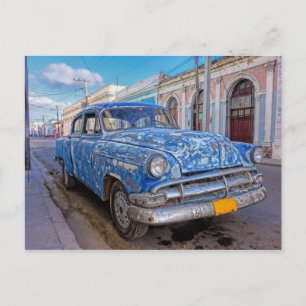 Rugged American car in Cienfuegos, Cuba postcard. Postcard