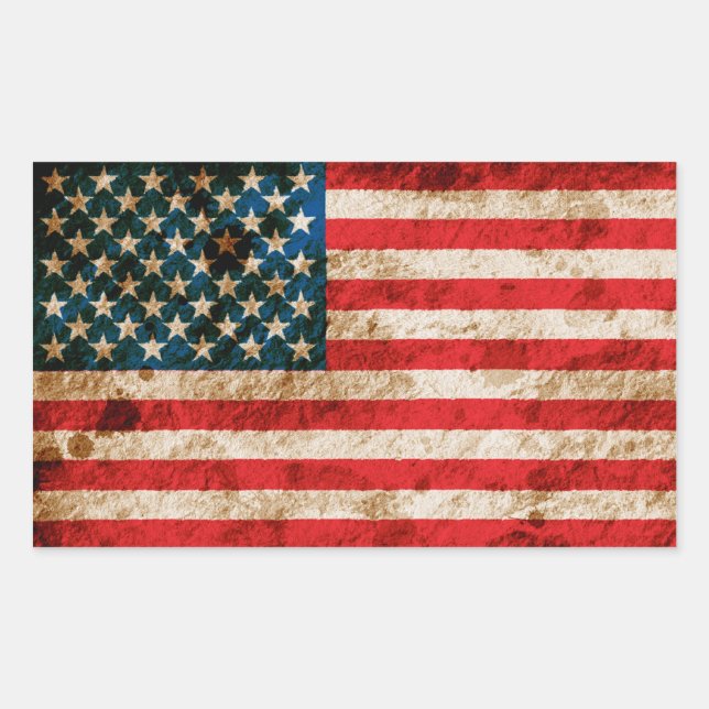 Rugged American Flag Rectangular Sticker (Front)