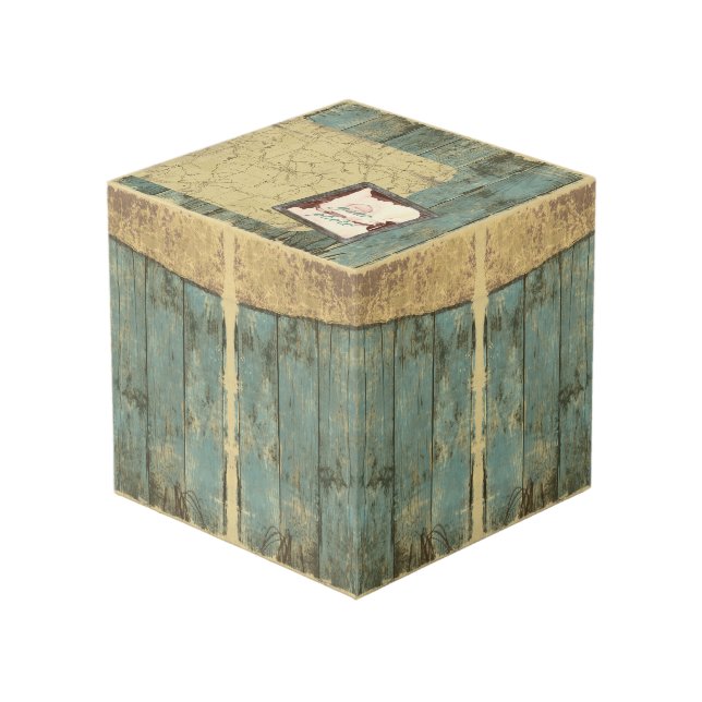 Rugged Blue Planks Photo Cube Paper Weight (Front Angled)