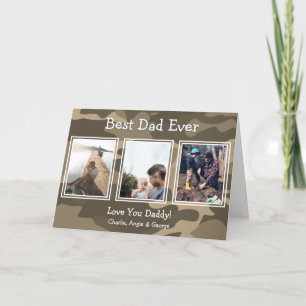 Rugged Camouflage 3 Photo  Best Dad Ever Holiday Card