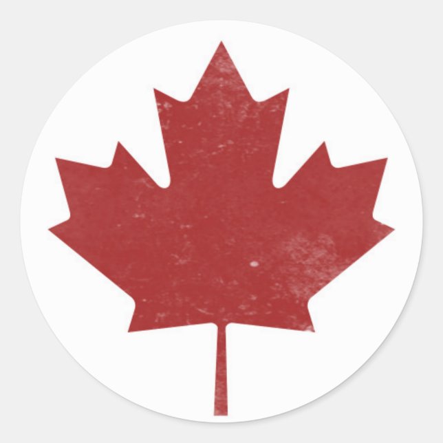 Rugged Canadian Maple Leaf Classic Round Sticker (Front)