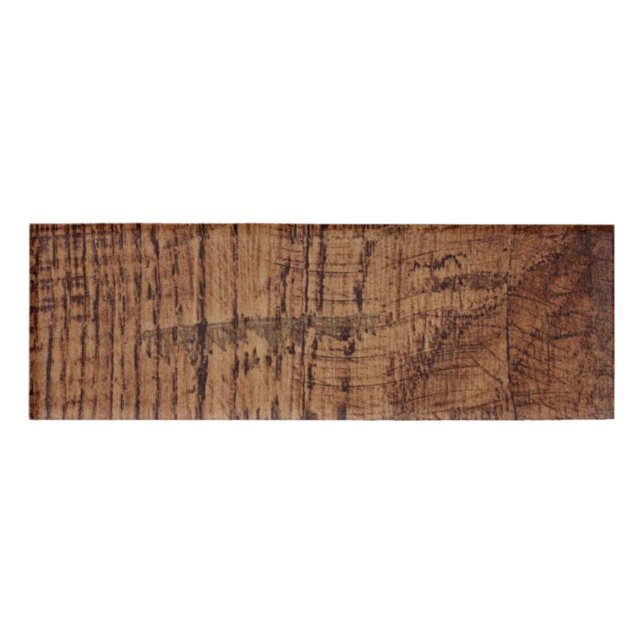 Rugged Chestnut Oak Wood Grain Look Name Tag (Front)