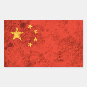 Rugged Chinese Flag Rectangular Sticker