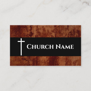 Rugged Church Name faux Leather Church Business Card
