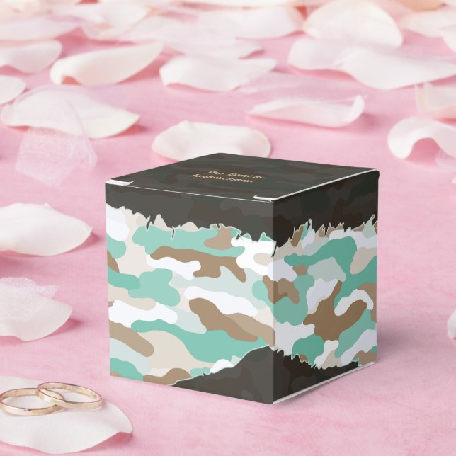 Rugged Coastal Camouflage Personalised Favour Box (Wedding)