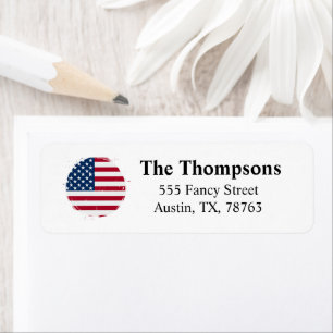 Rugged Colourful USA Flag Return Address Label