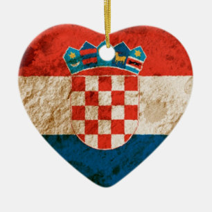 Rugged Croatian Flag Ceramic Tree Decoration