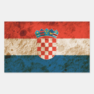 Rugged Croatian Flag Rectangular Sticker