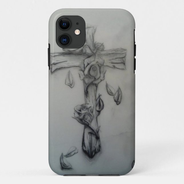 Rugged cross and roses Case-Mate iPhone case (Back)