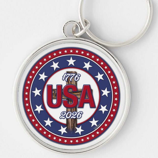 Rugged Cross USA 1776-2026 Key Ring (Front)