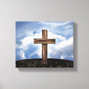 Rugged Cross with Sky Canvas Print