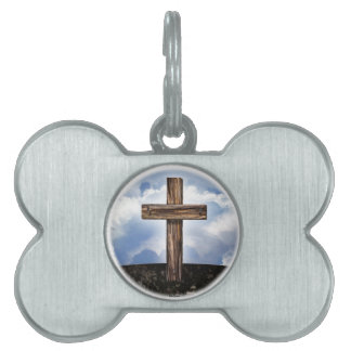 Rugged Cross with Sky Pet ID Tag