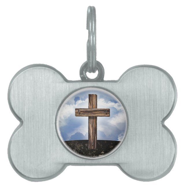 Rugged Cross with Sky Pet ID Tag (Front)