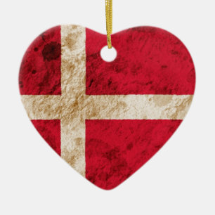 Rugged Danish Flag Ceramic Tree Decoration