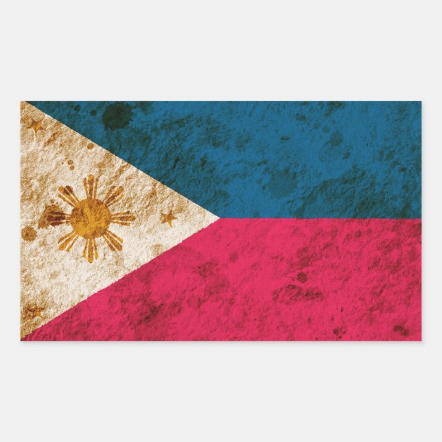 Rugged Filipino Flag Rectangular Sticker (Front)