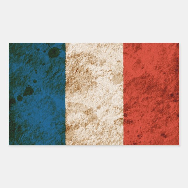 Rugged French Flag Rectangular Sticker (Front)