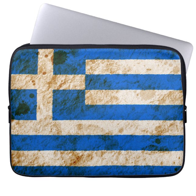 Rugged Greek Flag Laptop Sleeve (Front)