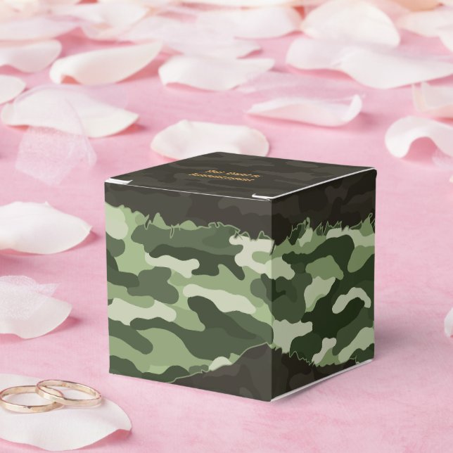 Rugged Green Camouflage Personalised Favour Box (Wedding)