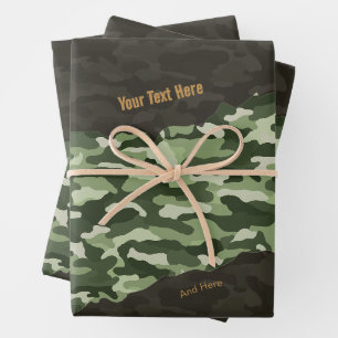 Rugged Green Camouflage Personalised Wrapping Paper Sheet