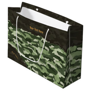 Rugged Green Camouflage Personalized Large Gift Bag