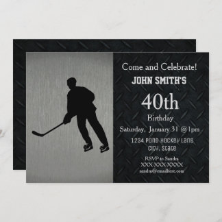 Rugged Hockey Birthday Celebration Invitations