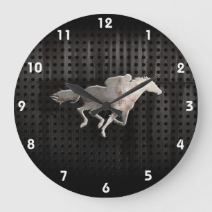 Rugged Horse Racing Large Clock
