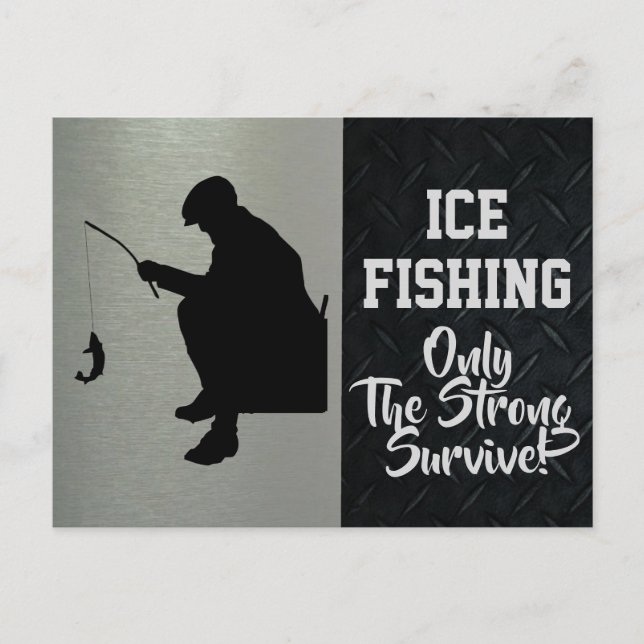 Rugged Ice Fishing Winter Sports Hobby Men Postcard (Front)