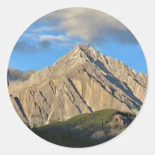 Rugged Mountain & Forest Lit by Setting sun Classic Round Sticker