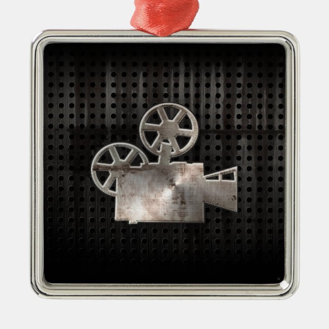 Rugged Movie Camera Metal Tree Decoration (Front)