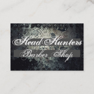 Rugged Oxidised Metal Barber Shop Business Card