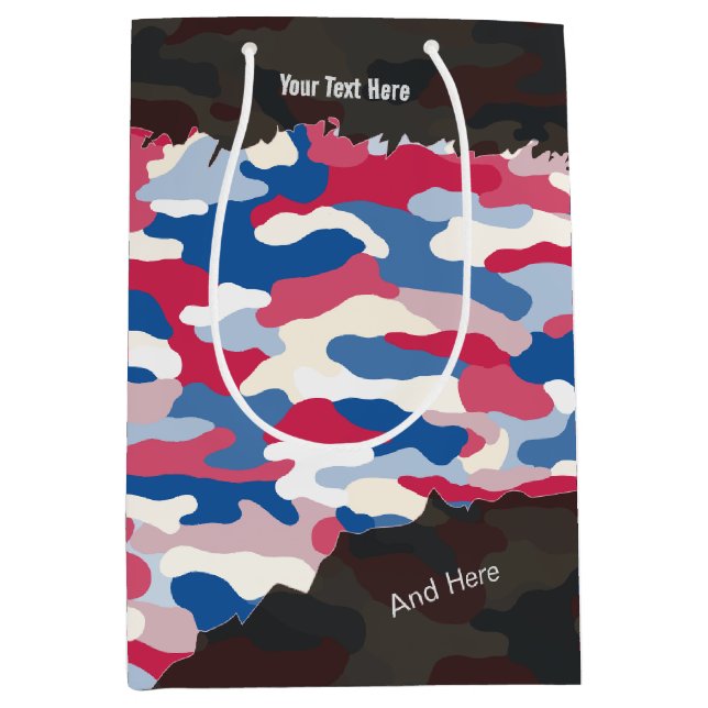 Rugged Patriotic Camouflage Personalised Medium Gift Bag (Front)