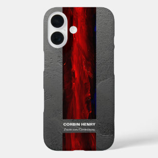 Rugged Red Name Abstract Texture iPhone 16 Case