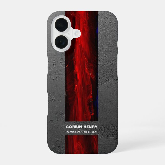 Rugged Red Name Abstract Texture iPhone 16 Case (Back)