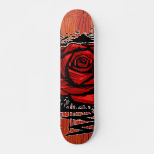 Rugged Rose Graffiti Art – Red Urban Flower Skateboard